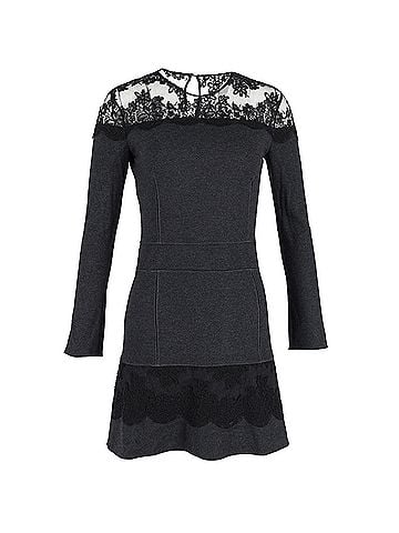 Roberto Cavalli Roberto Cavalli Lace Trim Mini Dress in Grey Wool (view 1)