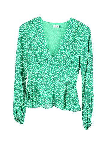 Rixo London Rixo Kikki Retro Micro Floral Top in Green Viscose (view 1)