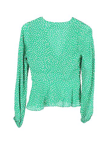Rixo London Rixo Kikki Retro Micro Floral Top in Green Viscose (view 2)