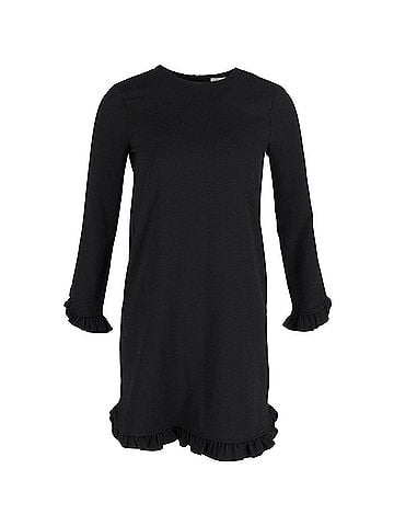 Ganni Ganni Ruffled Hem Dress in Black Polyester (view 1)