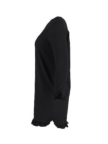 Ganni Ganni Ruffled Hem Dress in Black Polyester (view 2)