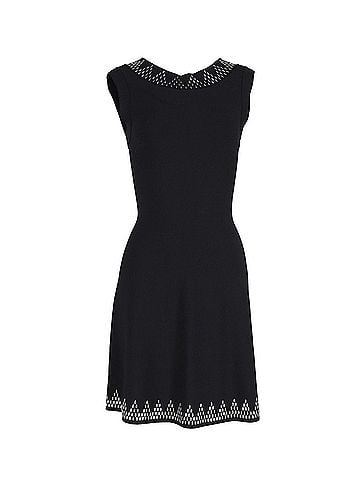 Alaïa Alaia Sleeveless Embellished Fit-and-Flare Dress in Black Viscose (view 1)