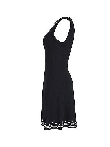 Alaïa Alaia Sleeveless Embellished Fit-and-Flare Dress in Black Viscose (view 2)