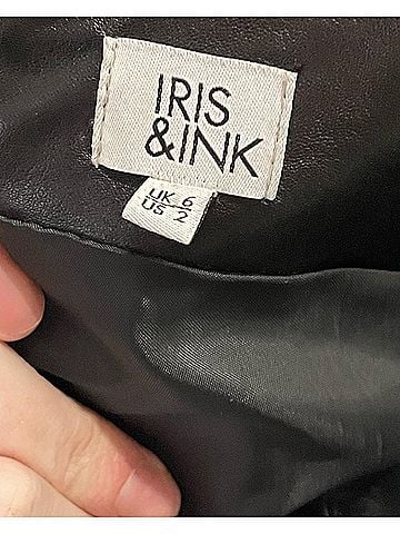 Iris & Ink Iris & Ink Mini Dress in Black Leather (view 2)