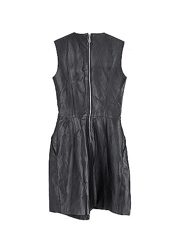 Iris & Ink Iris & Ink Mini Dress in Black Leather (view 2)
