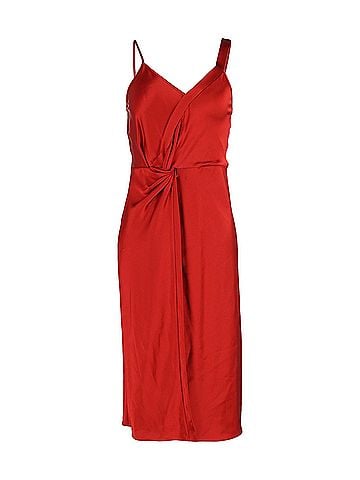 Alexander Wang T by Alexander Wang Draped Dress in Red Satin (view 1)