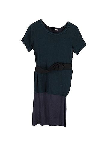 Lanvin Lanvin Bow-Detail Belted Shift Dress in Green Cotton (view 1)