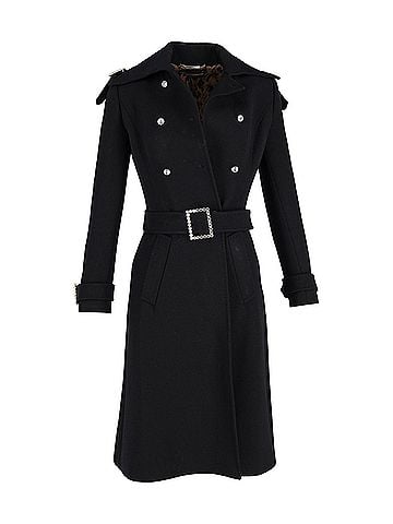 Dolce & Gabbana Dolce & Gabbana Double-Breasted Coat with Belt in Black Wool (view 1)