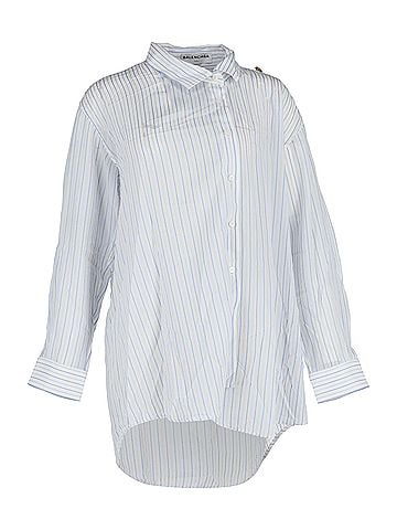 Balenciaga Balenciaga Asymmetric Striped Shirt in White Cotton (view 1)