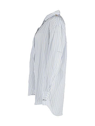 Balenciaga Balenciaga Asymmetric Striped Shirt in White Cotton (view 2)