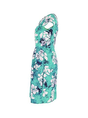 Oscar De La Renta Oscar De La Renta Floral Pencil Skirt Dress in Teal Cotton (view 2)