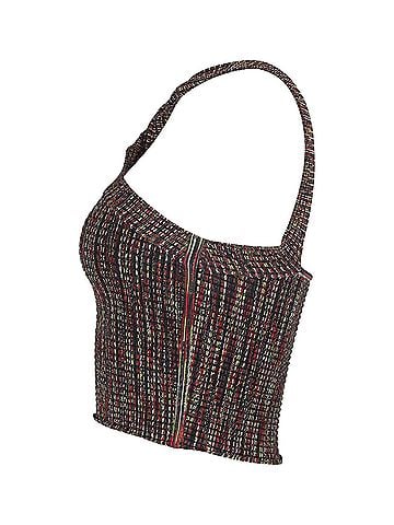 Alexander Wang T by Alexander Wang Halter Crop Top in Multicolor Rayon (view 2)