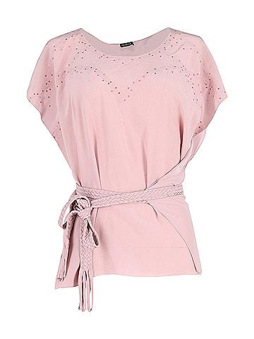 Joseph Joseph Sequined Belted Top in Pink Silk (view 1)
