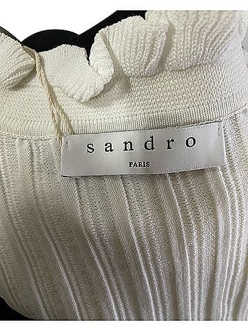 Sandro Sandro Edda Two-Tone Knitted Mini Dress in White Cotton   (view 2)