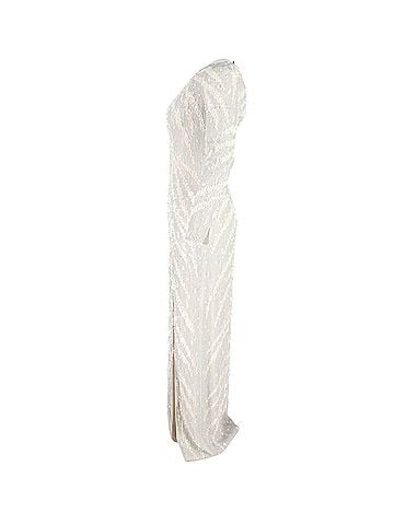 Jenny Packham Jenny Packham Long Sleeve Gown in Cream Sequined Polyester (view 2)