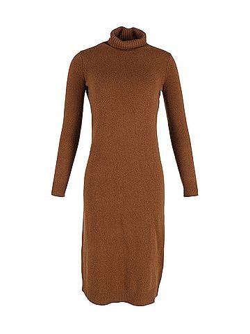 Max Mara Max Mara Knitted Turtleneck Dress in Brown Wool (view 1)