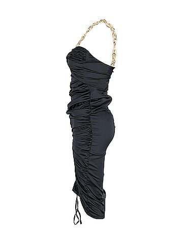 Dodo Bar Or Dodo Bar Or Roxy Chain-Detail Ruched Midi Dress in Black Silk (view 2)