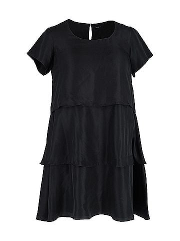Joseph Joseph Tiered Mini Dress in Black Silk Cotton (view 1)