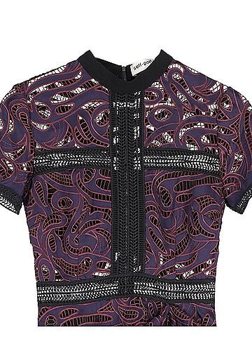 Self-Portrait Self-Portrait Short Sleeve Mini Dress in Purple Polyester (view 2)