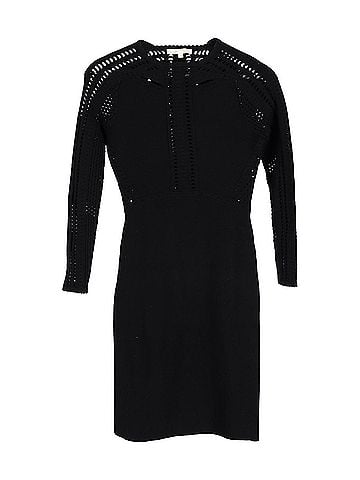 Maje Maje Perforated Dress in Black Wool (view 1)