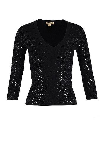 Michael Kors Michael Kors Collection Sequined Jumper in Black Viscose (view 1)