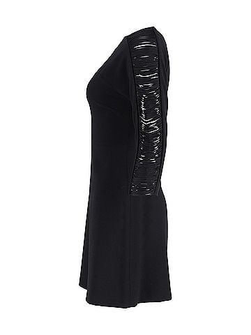 Sandro Sandro Fringed Sleeve Mini Dress in Black Polyester (view 2)