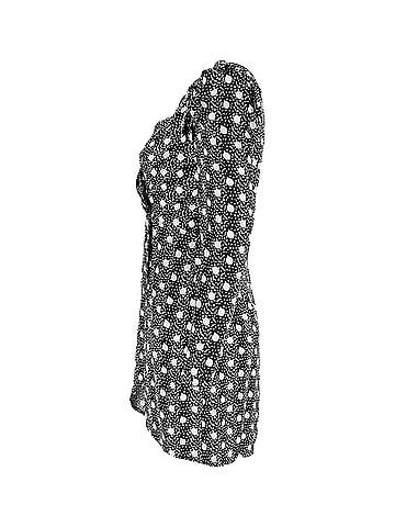 Sandro Sandro Polka-Dot Print Long-Sleeve Dress in Black Viscose (view 2)