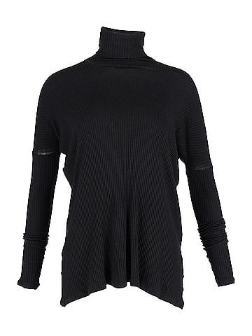 Maison Margiela Maison Margiela Ribbed Oversized Turtleneck Top in Black Wool (view 1)