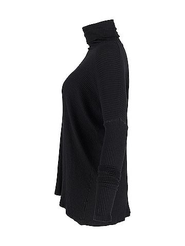 Maison Margiela Maison Margiela Ribbed Oversized Turtleneck Top in Black Wool (view 2)
