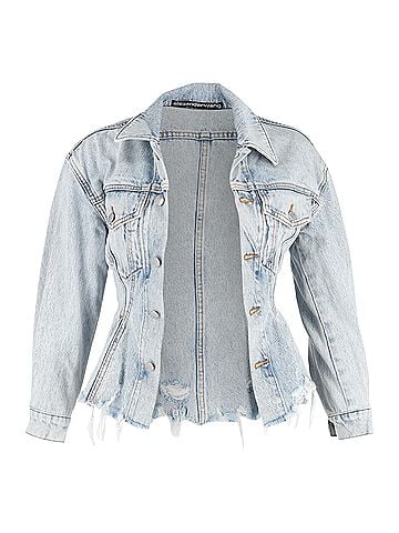 Alexander Wang Alexander Wang Sculpted Denim Jacket in Light Blue Cotton (view 1)