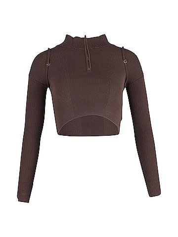 Jacquemus Jacquemus La Maille Bormio Cropped Sweater in Brown Wool (view 1)