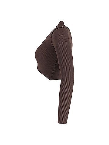Jacquemus Jacquemus La Maille Bormio Cropped Sweater in Brown Wool (view 2)