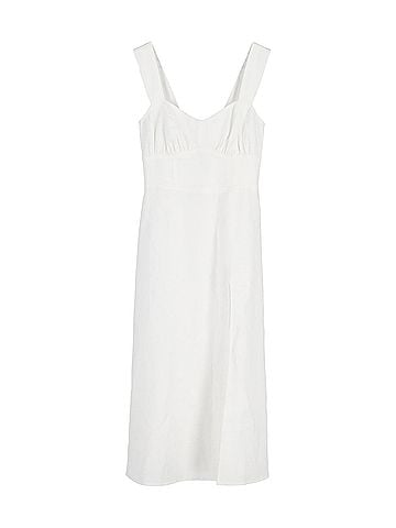 Reformation Reformation Seaside Midi Dress in White Linen (view 1)