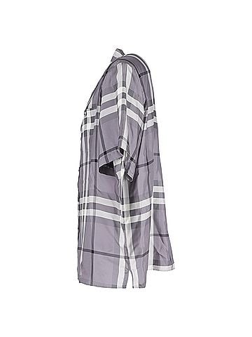 Burberry Burberry Bethnal Check Shirt in Grey Silk (view 2)