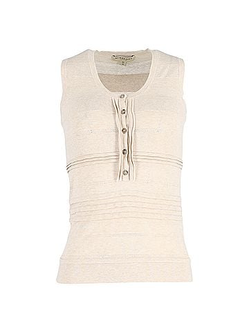Burberry Burberry Pleated Sleeveless Top in Cream Cotton (view 1)