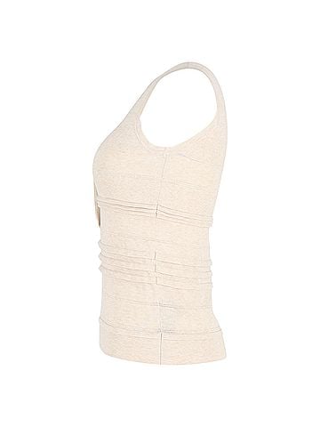 Burberry Burberry Pleated Sleeveless Top in Cream Cotton (view 2)