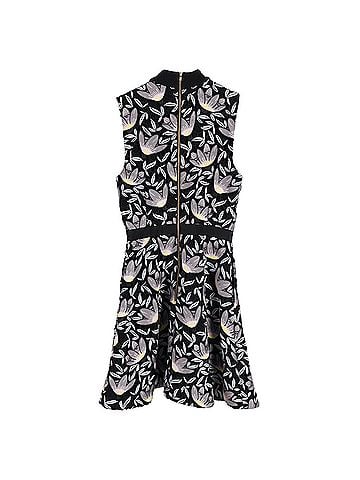 Self-Portrait Self-Portrait Mini Floral Print Crew-Neck Dress in Black Jacquard (view 2)