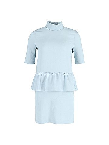 Ganni Ganni Ruffled Clark Dress in Light Blue Polyester (view 1)