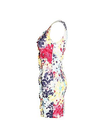 Moschino Love Moschino Mini Printed Ruffle Trim Dress in Multicolor Cotton (view 2)