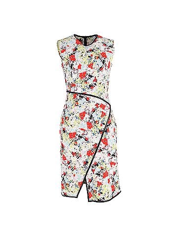 Erdem Erdem Josette Knee-Length Floral Print  Wrap-Effect Dress in Multicolor Viscose (view 1)