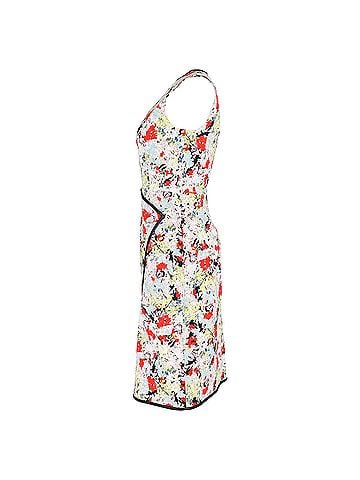 Erdem Erdem Josette Knee-Length Floral Print  Wrap-Effect Dress in Multicolor Viscose (view 2)