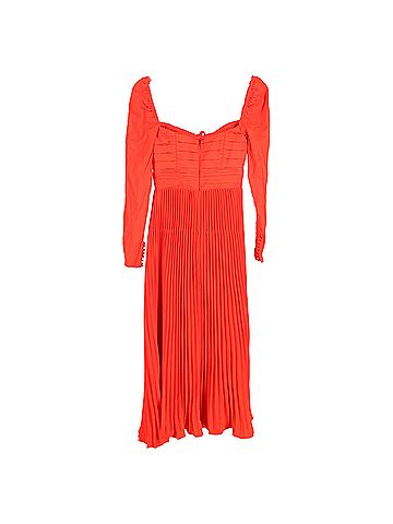 Self-Portrait Self-Portrait Cutout Pleated Halterneck Midi Dress in Red Polyester (view 2)