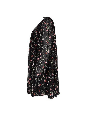 Ganni  Ganni Elm Pintucked Floral-Print Mini Long Sleeve Dress in Multicolor Viscose (view 2)