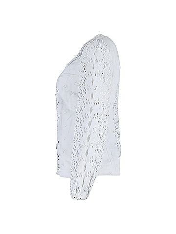 Zimmermann  Zimmermann Iris Broderie Anglaise Long Sleeve Top in Light Blue Linen (view 2)