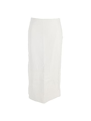 The Row The Row Midi High-Waisted Straight Skirt with Back Slit in White Leather (view 1)