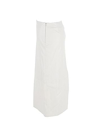 The Row The Row Midi High-Waisted Straight Skirt with Back Slit in White Leather (view 2)
