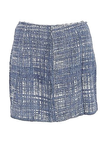 Prada Prada Mini Tweed A-Line Skirt in Blue Cotton (view 1)