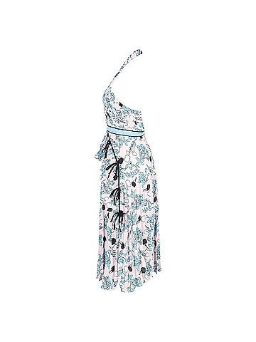 Self-Portrait Self-Portrait Cross-Front Pleated Floral Halter Dress in Multicolor Polyester (view 2)