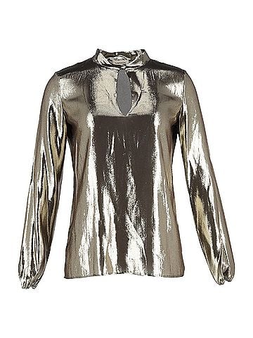 Lanvin Lanvin Teardrop Lamé Blouse in Gold Silk (view 1)