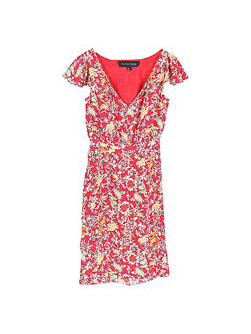 Saloni  Saloni Heather Floral Print Midi Ruffle Detail Dress in Multicolor Silk (view 2)